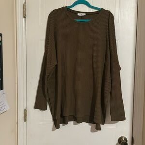 Zenana— Olive Green waffle lightweight sweater.